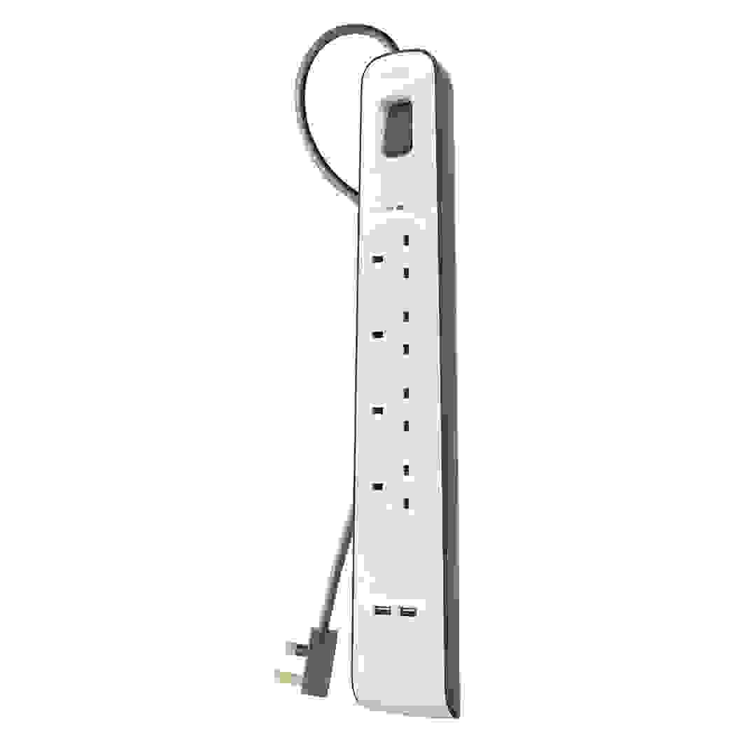 Belkin 4-Outlet Surge Protection Strip with USB & Power Cord (2 m)