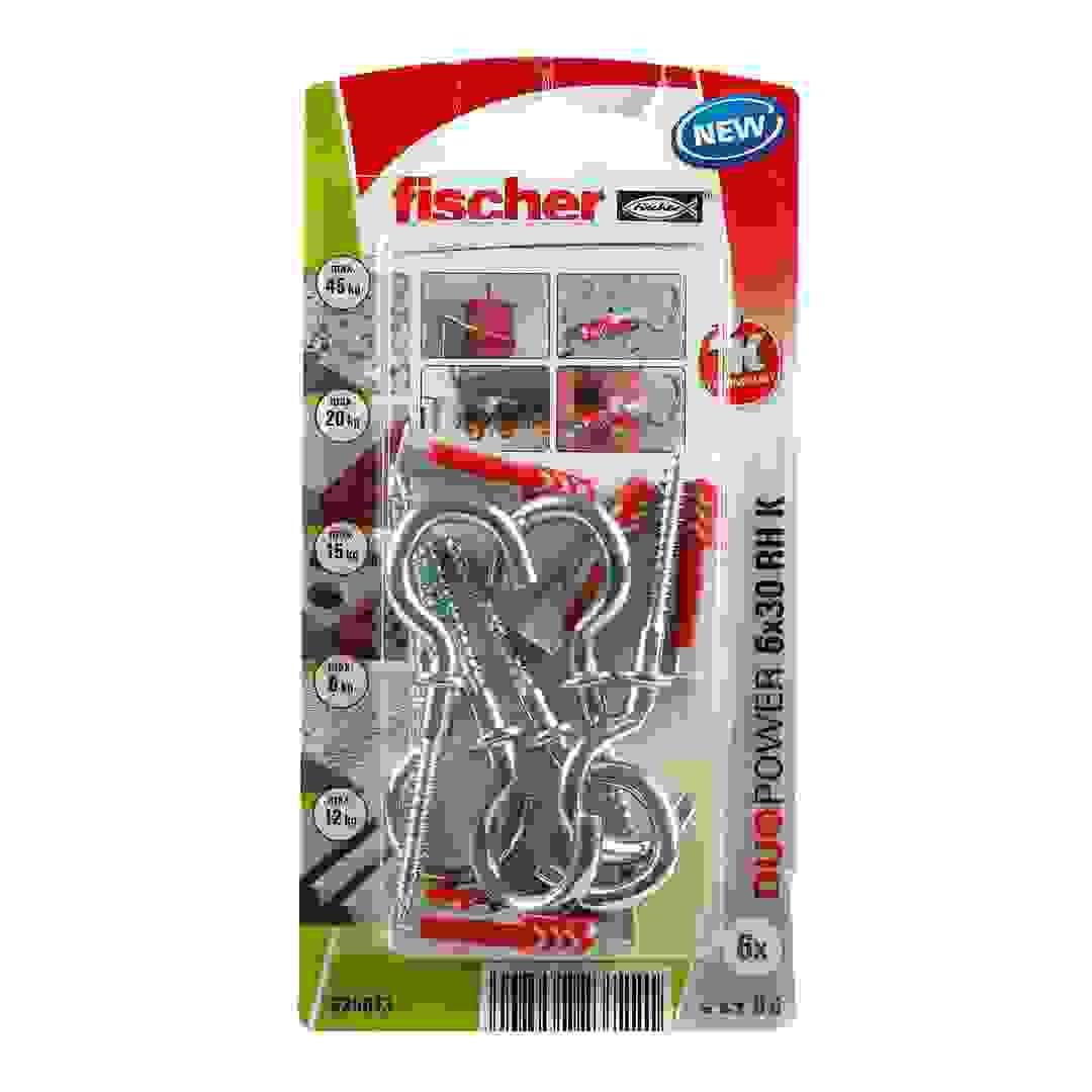 Fischer DuoPower Universal Wall Anchor W/ Round Hook Pack (0.6 x 3 cm, 6 Pc.)