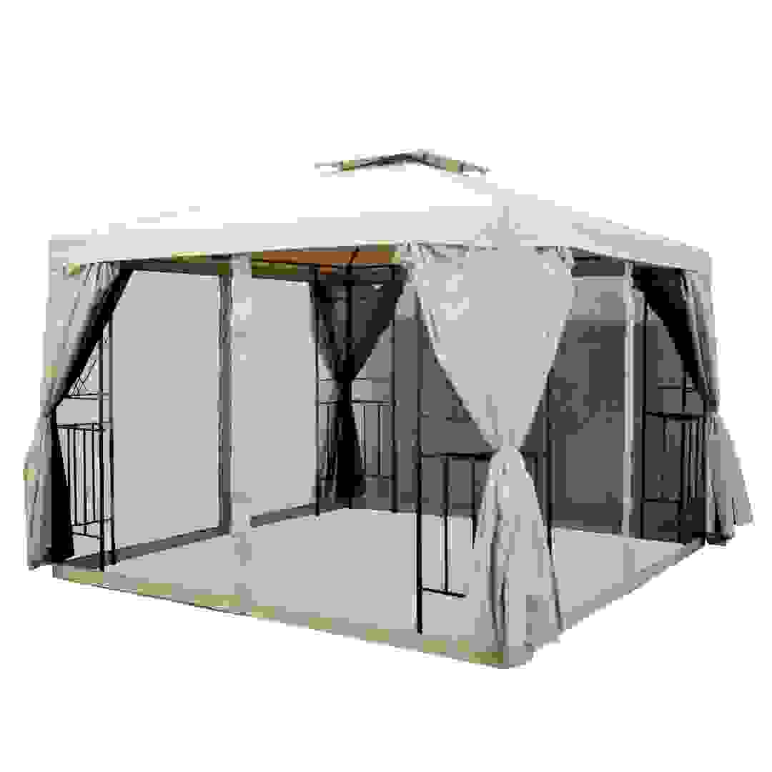 مظلة حديقة فولاذية مع شبكة ناموسية ليفينج أكسينتس (300 × 300 × 265 سم)