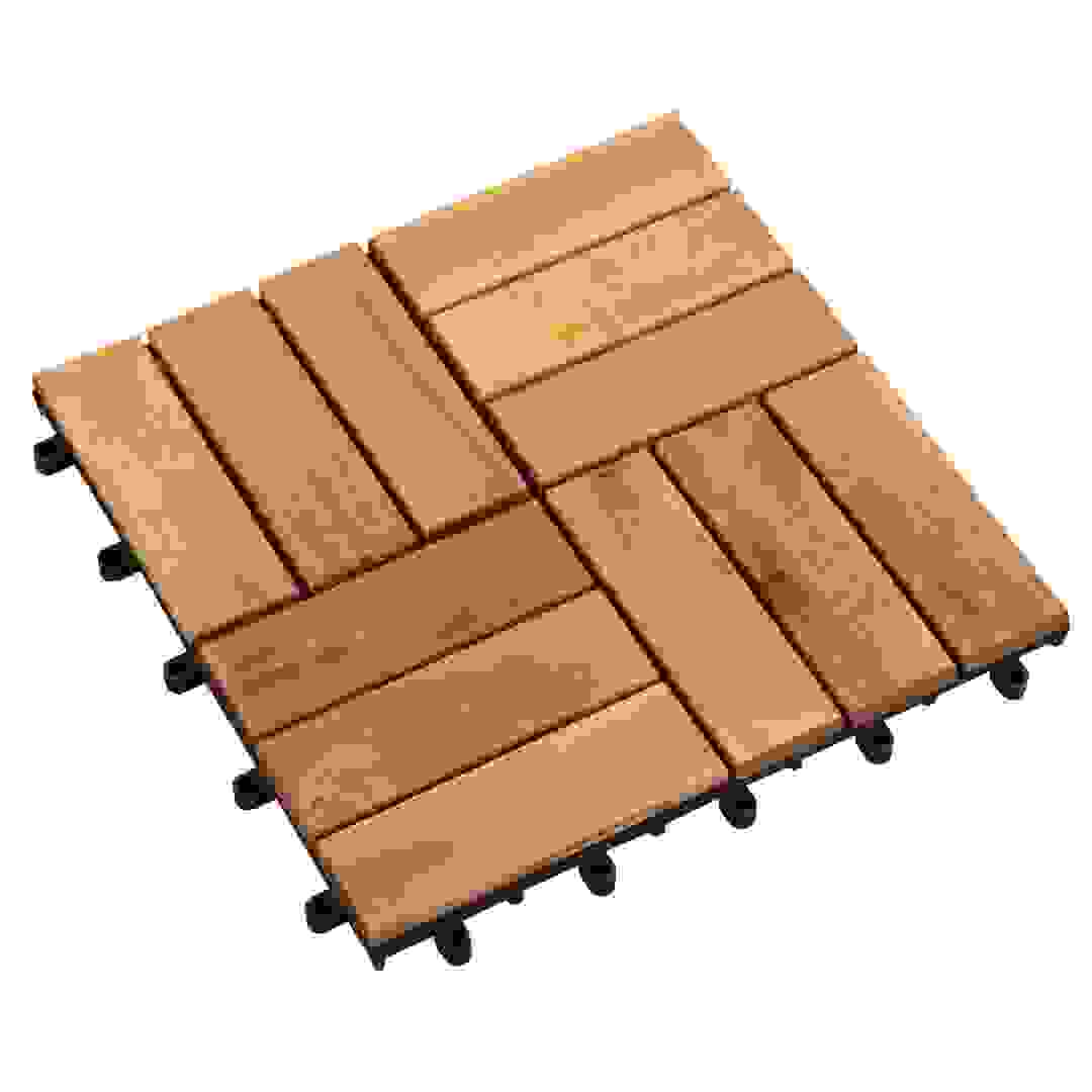 Acacia Floor 12-Slats Deck Tile (30x 30 cm, 10 Pc.)