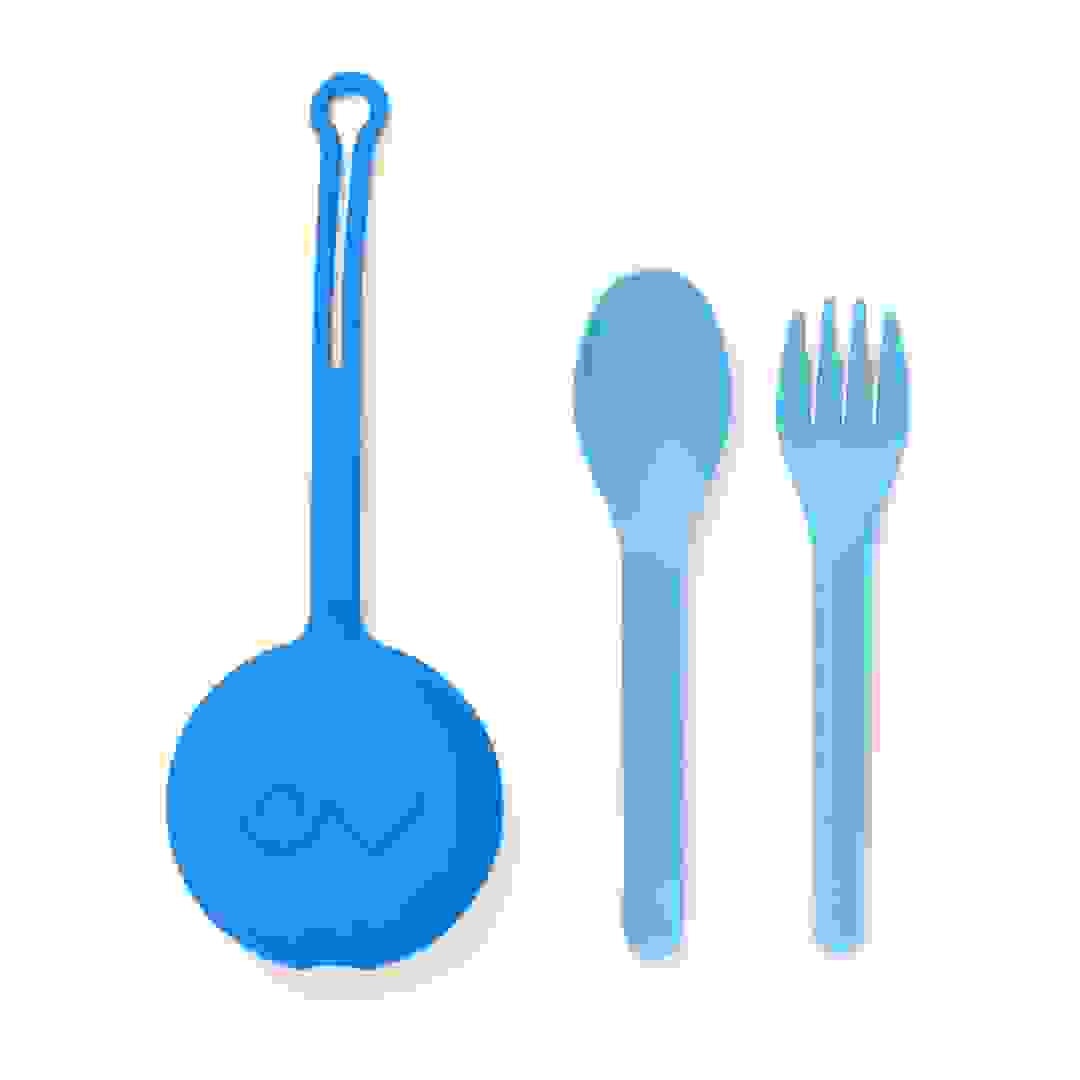 طقم أدوات تناول طعام للأطفال مع حامل أومي لايف أومي بود (3 قطع، أزرق)