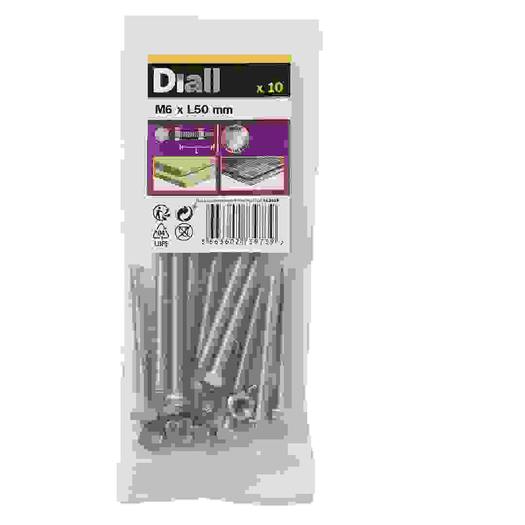 Diall Stainless Steel Hex Nut & Bolt Pack (M6 x 50 mm, 10 Pc.)