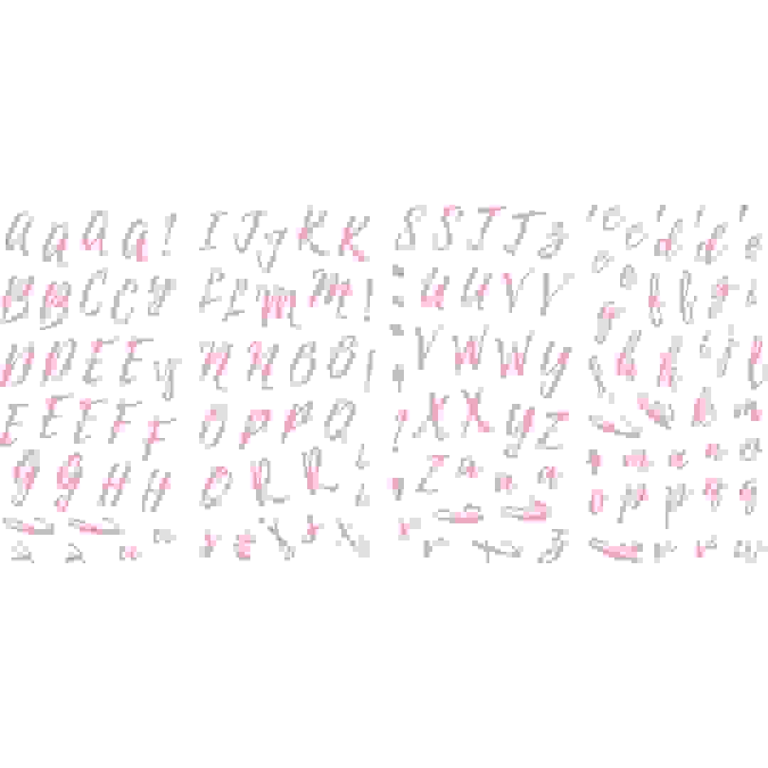 ملصقات جدارية سهلة التقشير واللصق بتصميم أحرف أبجدية زهرية روم ميتس (4 قطع، 22.86 × 44.13 سم)