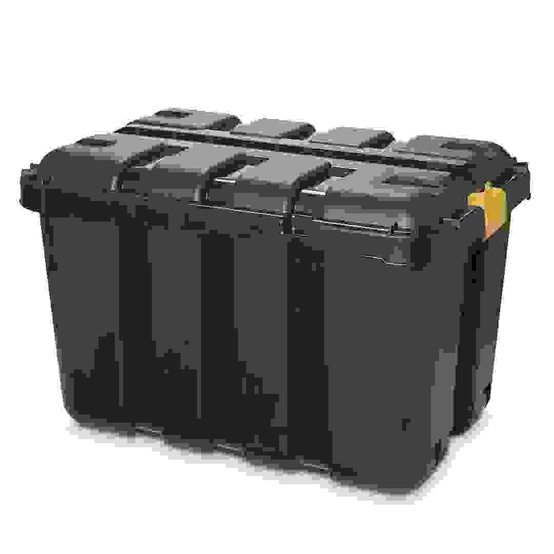 صندوق تخزين بلاستيك قابل للرص مع غطاء وعجلات فورم سكيدا (149 لتر)