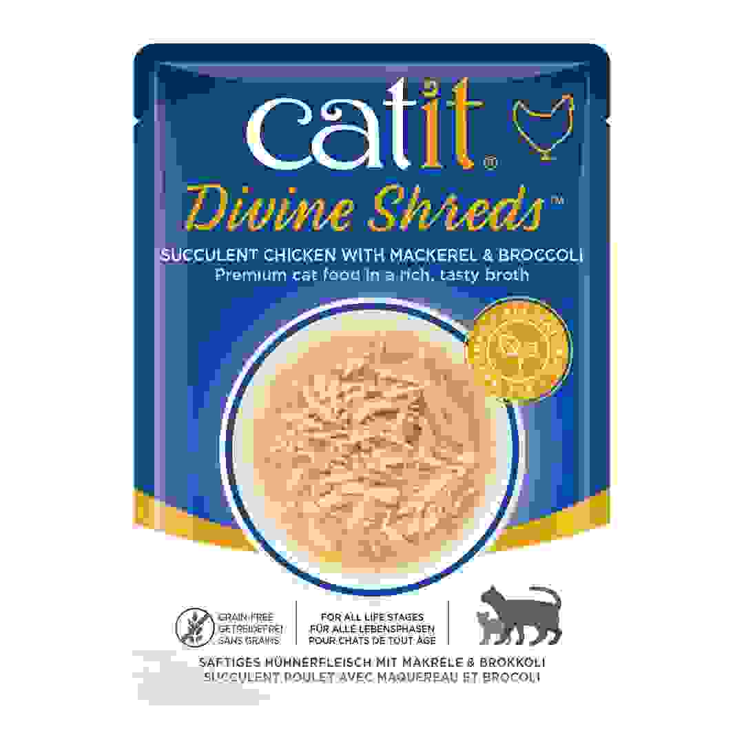 Catit Divine Shreds Wet Food (Chicken W/Mackerel & Broccoli, 75 g)