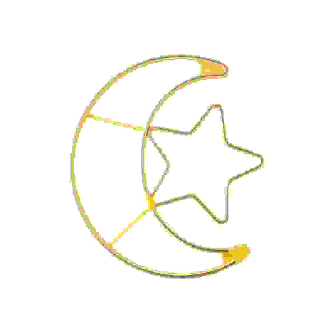 ضوء ليد LED على شكل قمر ونجمة هلالفول (60 × 51 × 1.7 سم)