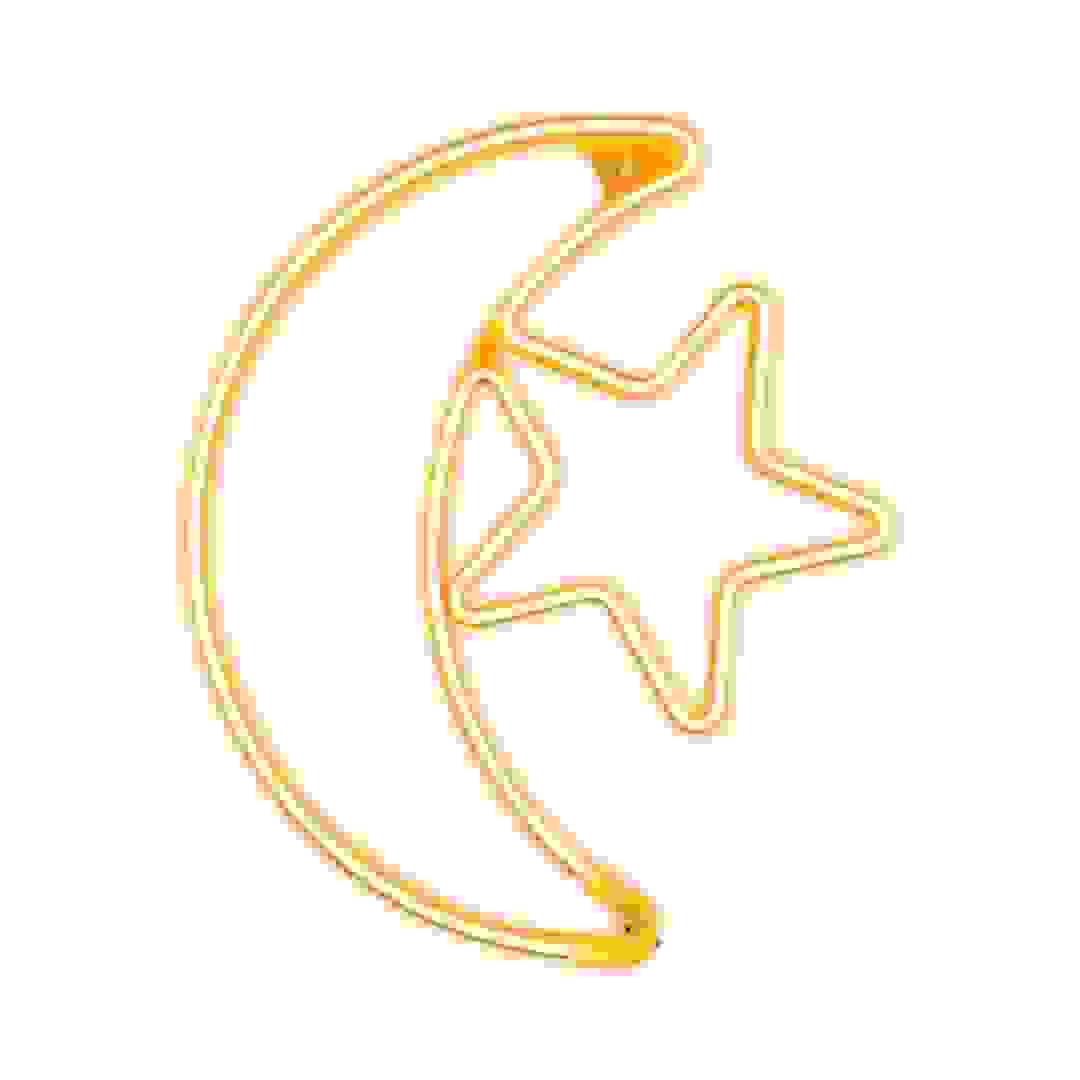 ضوء ليد LED على شكل قمر ونجمة هلالفول (45 × 37 × 1.7 سم)