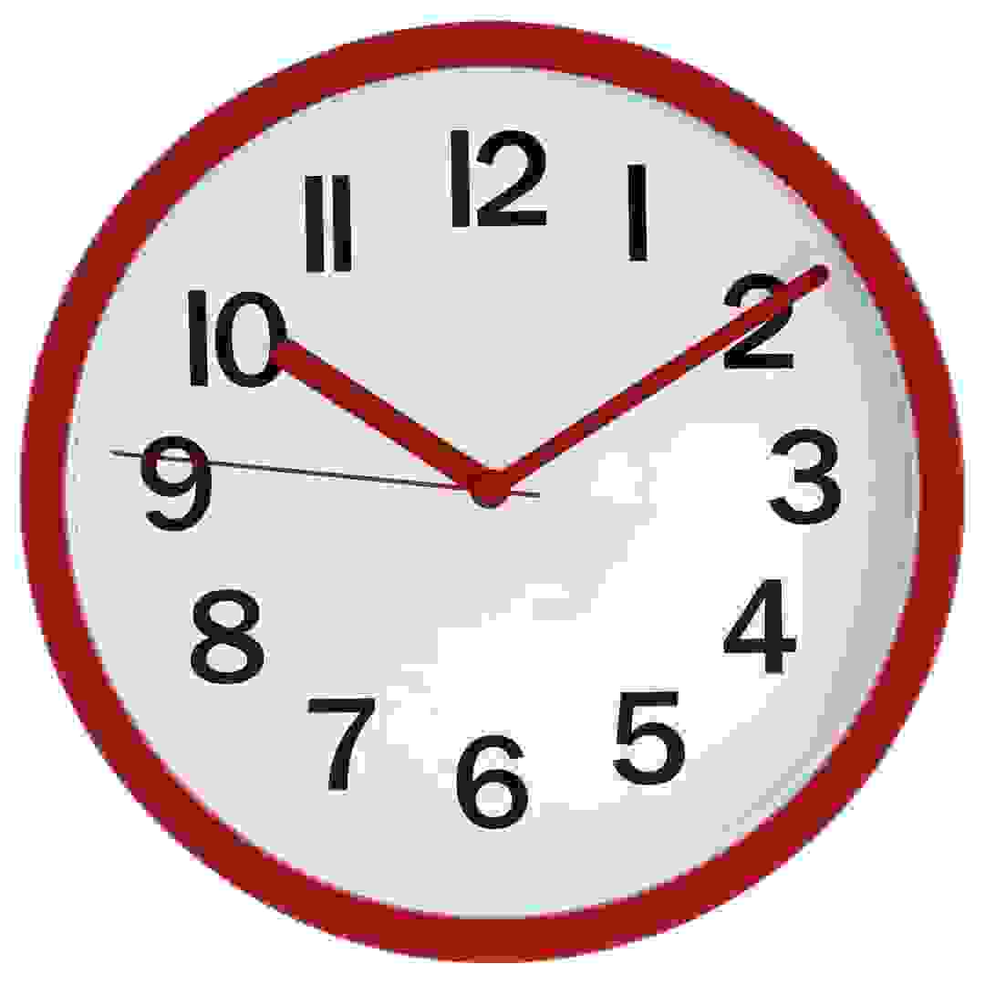 Atmosphera Modern Plastic Clock (22.3 x 3.8 cm, Red)