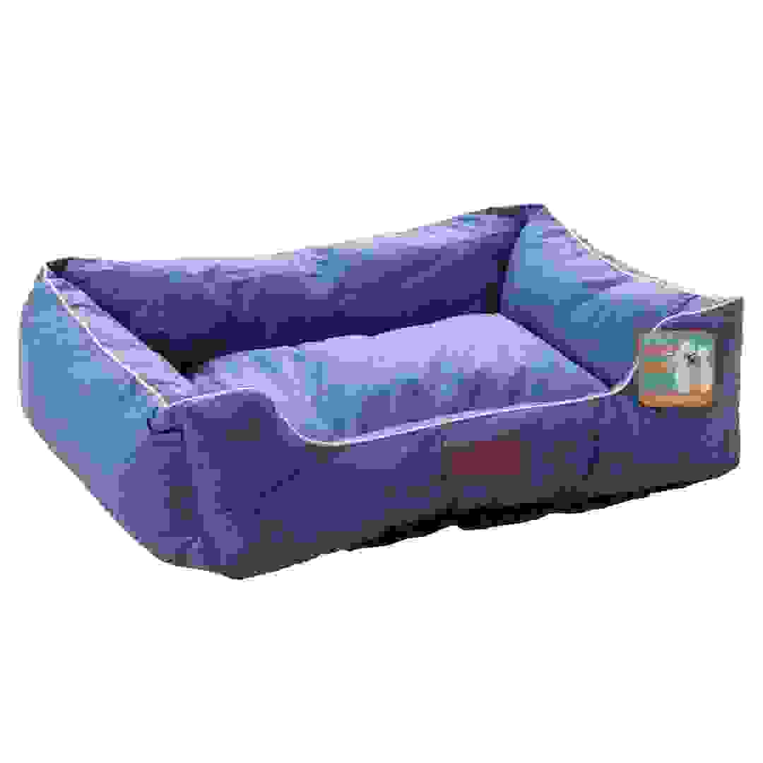 كنبة سرير حيوانات أليفة قماش تنجيد مربع إيس (أزرق، 85 × 65 × 24 سم)