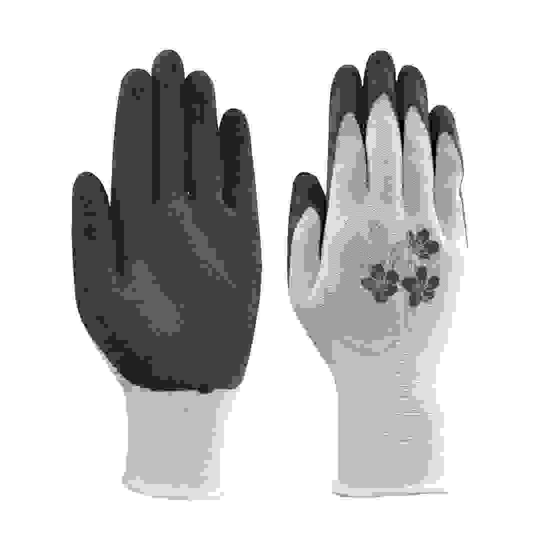 Verve Latex-Coated Polyester Gardening Gloves (Medium, White & Dark Green)