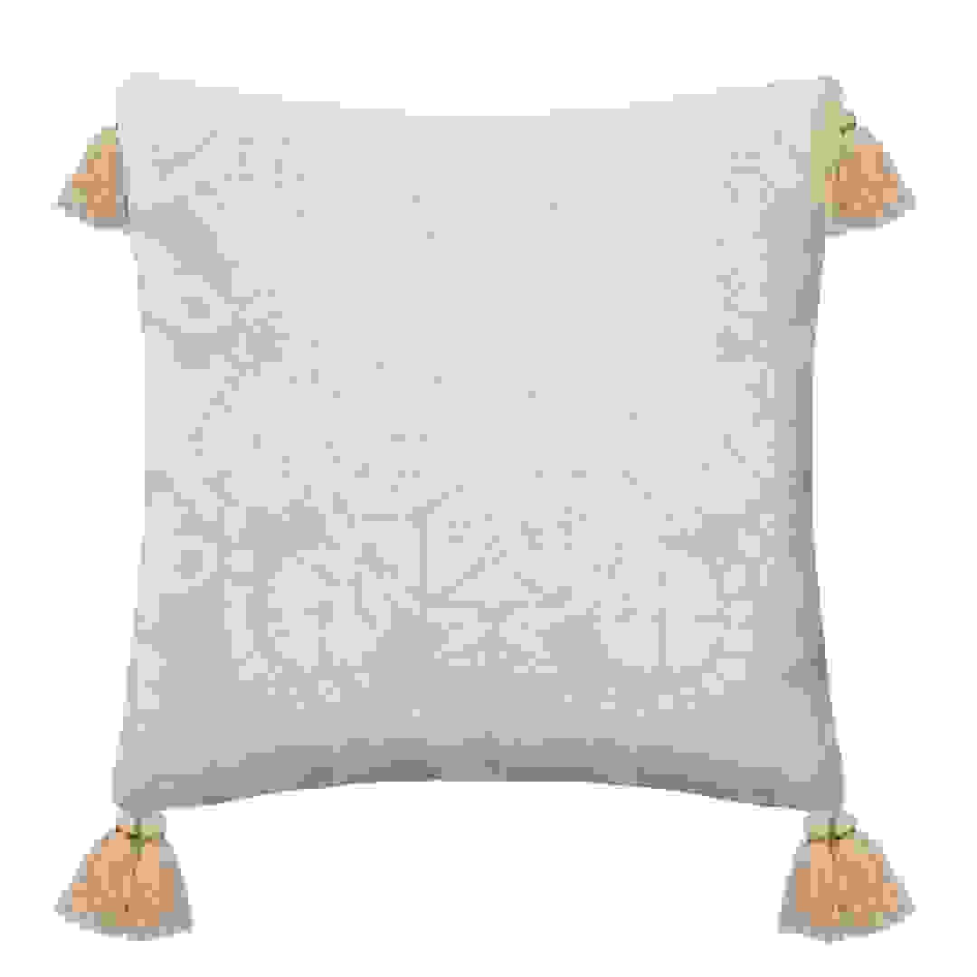 Atmosphera Cotton & Polyester Embroidered Cushion (40 x 10 x 40 cm, Ivory)