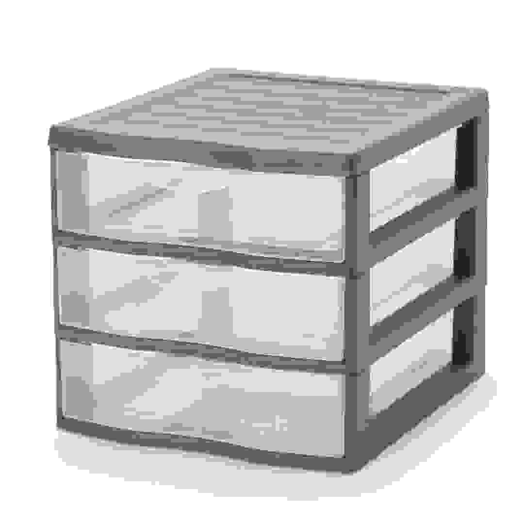 Form Kontor 3-Drawer Stackable Plastic Storage (18 x 21 x 17 cm, Gray)