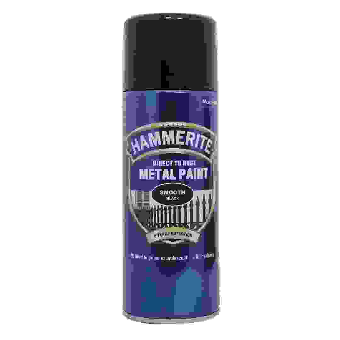 Hammerite Metal Spray Paint (400 ml, Smooth Black)
