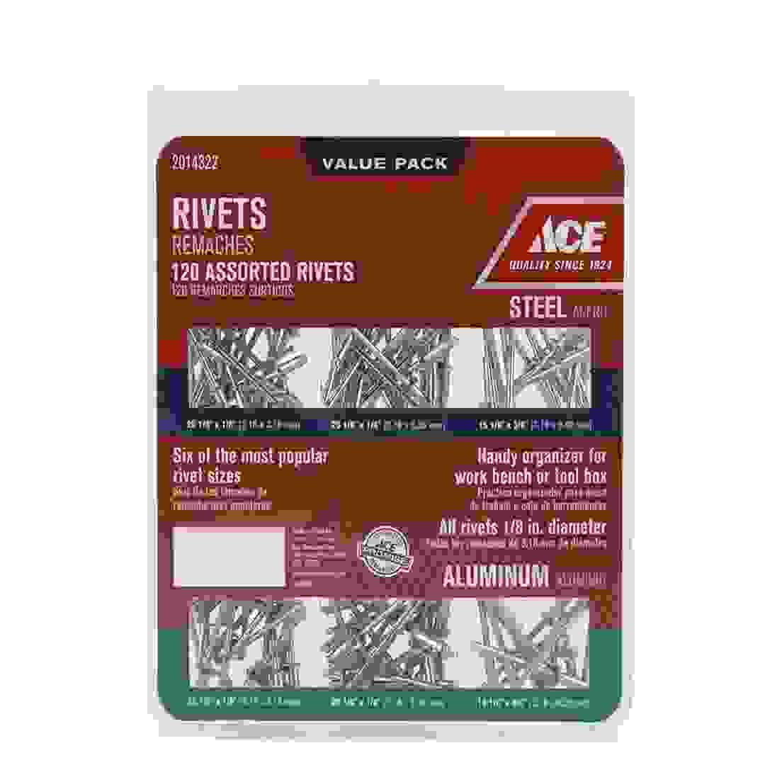 ACE Steel & Aluminum Assorted Rivets (Pack of 120)