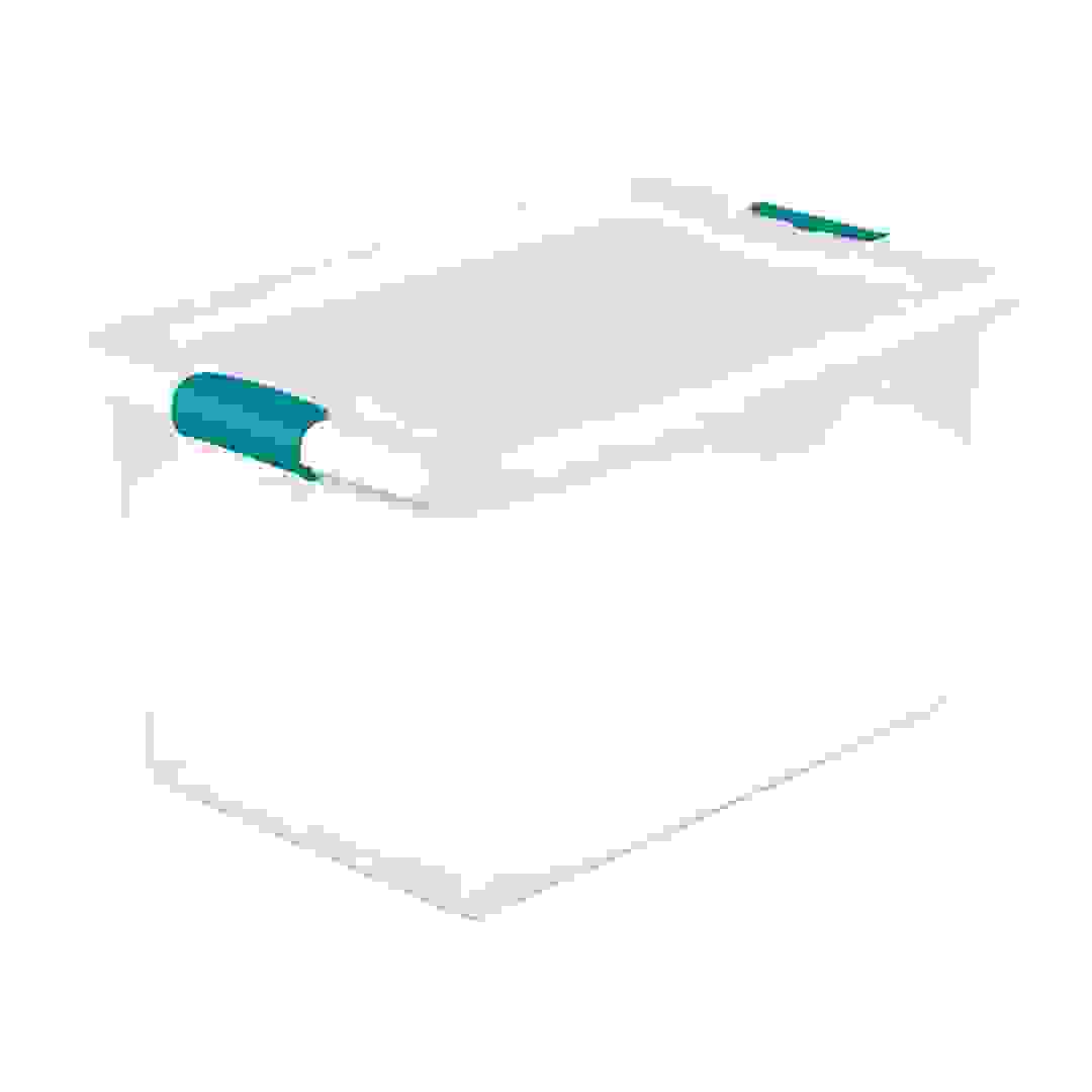 صندوق تخزين مع مزلاج أزرق (61 لتر، شفاف)