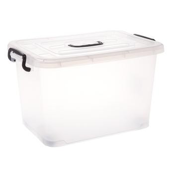 صندوق تخزين بلاستيكي بعجلات ومقبض (65 لتر)
