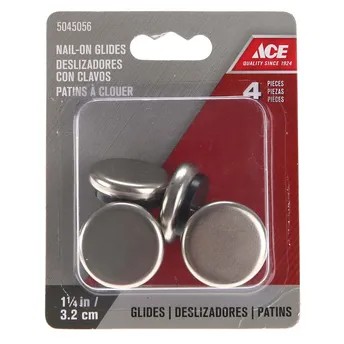 Ace Nickle Base Non-Slip Nail On Glides (3.17 cm)
