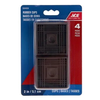 Ace Square Rubber Non-Slip Furniture Caster Cups (5.1 cm, Brown)