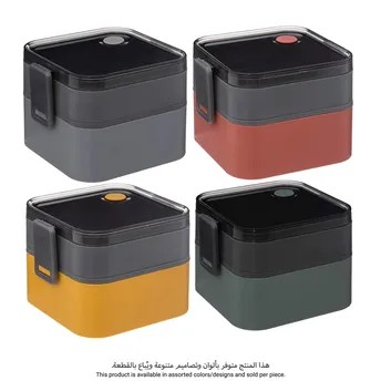 5Five 2-Compartment Plastic Lunch Box (Assorted colors/designs, 14.2 x 11.6 x 16 cm)