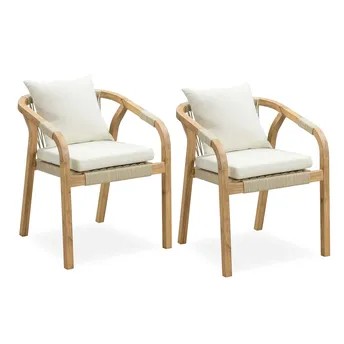 كرسي خشب أكاسيا وحبال أنجيلو (قطعتان ، 60 × 62 × 75 سم)