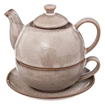 إبريق شاي مع فنجان خزف حجري إس جي كالي (صلصالي)