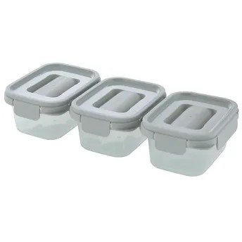 Lock & Lock Nestopia Plastic Food Container Set (500 ml, 3 Pc., Gray)