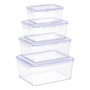 Cosmoplast Lock2Go Plastic Food Container Set (4 Pc., Clear)