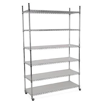 Steel Chrome 6-Tier Storage Shelf W/Wheels