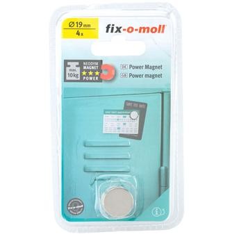 Fix-o-moll Neodym Magnet Disc (10 kg, Pack of 4, 19 mm)