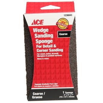 Ace MedCoarse Dual Surface Jumbo Sanding Sponge (12.7 x 7.6 cm, Black)