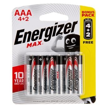 Energizer Max AAA Alkaline Batteries (6 pcs)