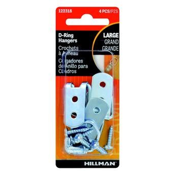Hillman Large D-Shaped Steel Ring Hanger Pack (4 Pc.)