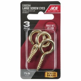 Ace Polished Brass Eye Screws (4.1 cm, 3 Pc.)