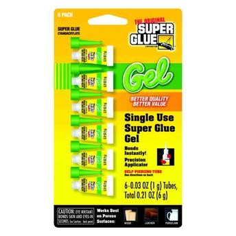 The Original Super Glue Corporation Future Glue Gel Cyanoacrylate All Purpose Pack (1 g each, 6 Pc.)