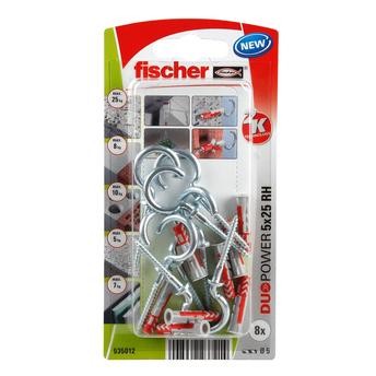 Fischer DuoPower Universal Wall Anchor W/ Round  Hook Pack (0.5 x 2.5 cm, 8 Pc.)