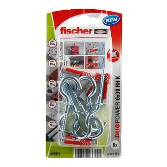 Fischer DuoPower Universal Wall Anchor W/ Round Hook Pack (0.6 x 3 cm, 6 Pc.)