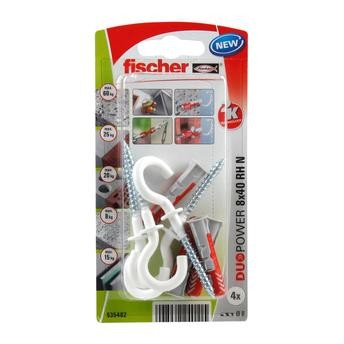 Fischer DuoPower Universal Wall Anchor W/ Nylon Coated Round Hook Pack (0.8 x 4 cm, 4 Pc.)