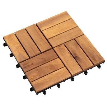 Acacia Floor 12-Slats Deck Tile (30x 30 cm, 10 Pc.)