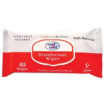 Cool & Cool Disinfectant Anti Bacterial Wipes (40 Wipes)
