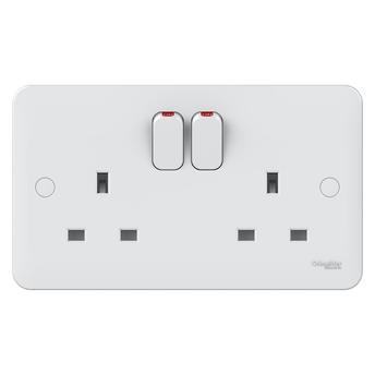 Schneider Electric Lisse 2 Gang Switched Socket (14.9 x 8.7 x 3.6 cm, 250 VAC)