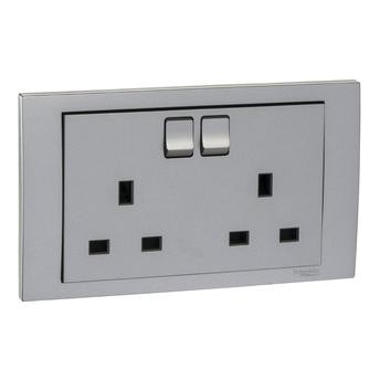Schneider Electric Vivace 2 Gang Switched Socket (14.8 x 8.7 x 3.5 cm, 250 VAC, 13 A)