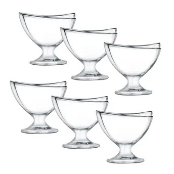 Ocean Delight Glass Ice Cream Cup Set (6 Pc., 162.65 ml, Clear)