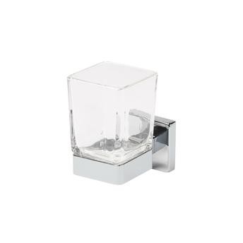 GoodHome Alessano Glass & Steel Bathroom Tumbler (68 x 110 x 100 mm)