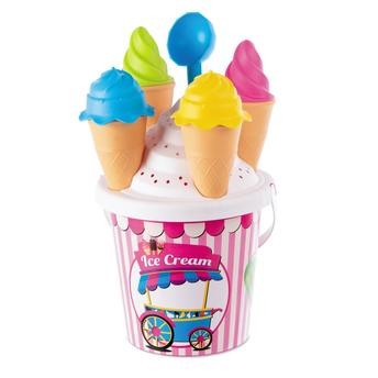 Mondo Ice Cream Plastic Beach Bucket Set (17 cm, 6 Pcs)