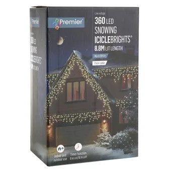 Premier Supabrights Snowing Icicle 360 LED Light W/Timer (8.8 m, Warm White)