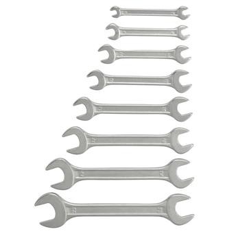 طقم مفاتيح ربط بأطراف مفتوحة مزدوجة قياسية من فولاذ كربوني (8 قطع)