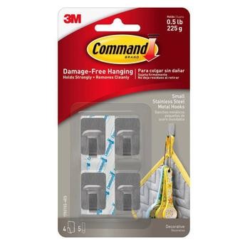 3M Command Metal Stainless Steel Hook (4 Pc.)
