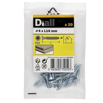 Diall Zinc-Plated Carbon Steel Wood Screw Pack (4 x 16 mm, 20 Pc.)