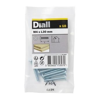 Diall Zinc-Plated Carbon Steel Drawer Knob Screw Pack (M4 x 30 mm, 10 Pc.)