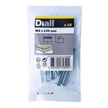 Diall Zinc-Plated Carbon Steel Drawer Knob Screw Pack (M4 x 50 mm, 10 Pc.)